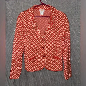 Talbots Red and White Geometric Pattern Jacket size M
